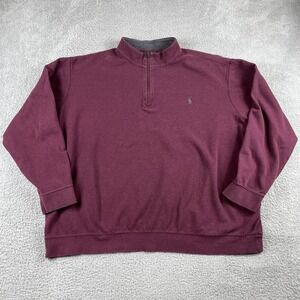 Polo Ralph Lauren Sweater Mens 3XLT Tall Burgundy 1/4 Zip Preppy Mock Neck
